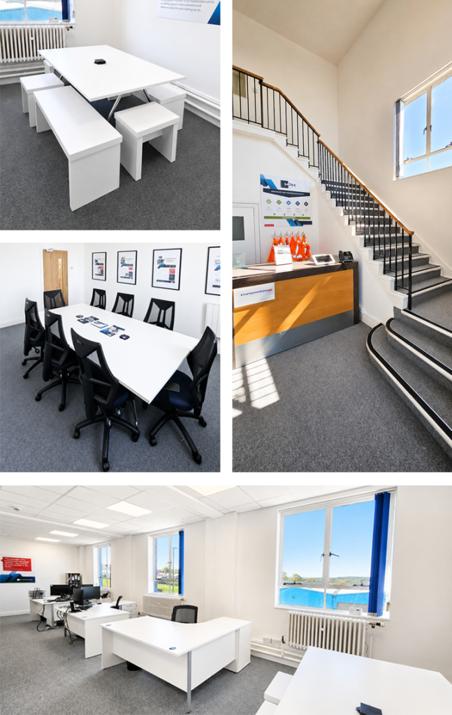 Refurbished Durham office with new carpet, fire doors and commercial furniture