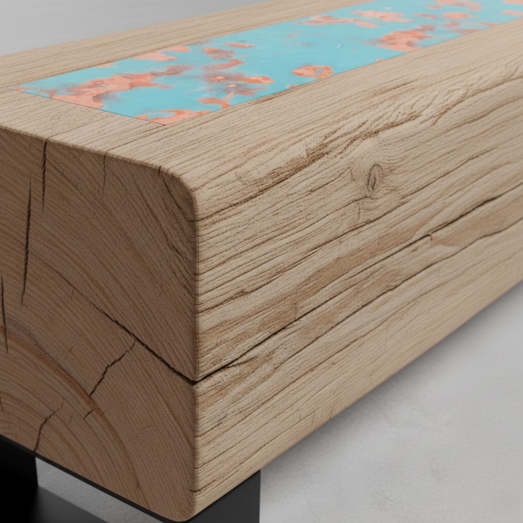 a solid beam bench with polygood insert