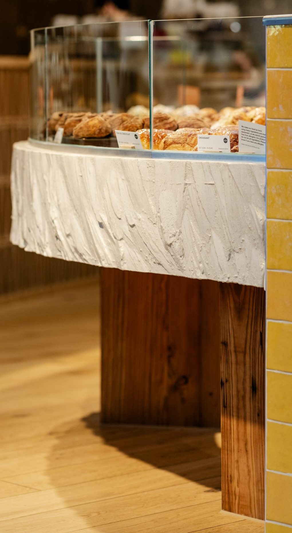 Reclaimed timber legs for bespoke bakery counter