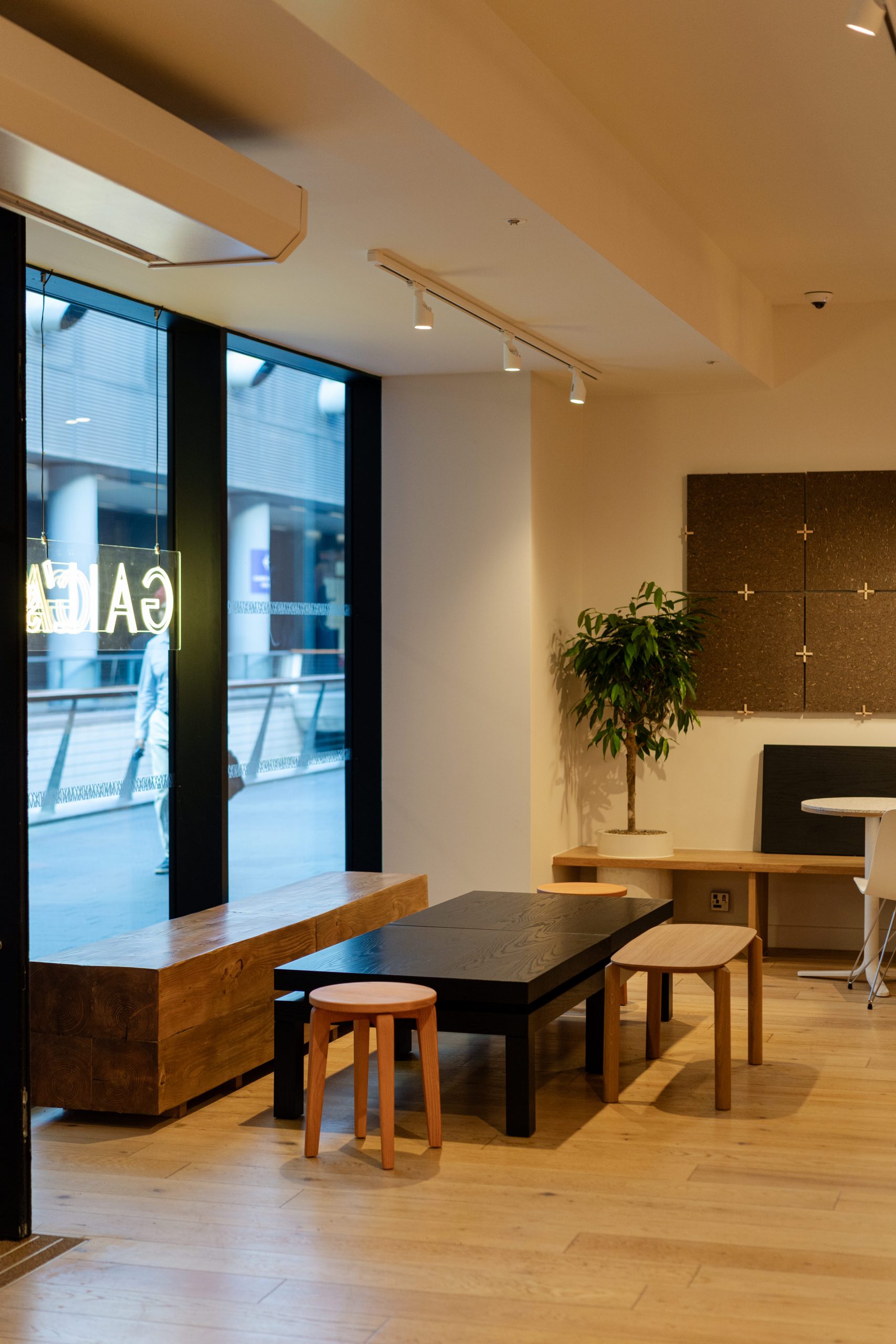 Reclaimed timber bench and commercial furniture for GAIL’s Bakery seating area