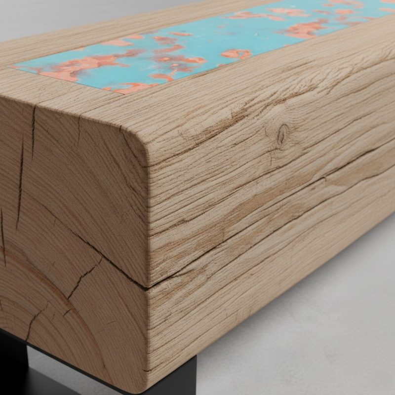 a solid beam bench with polygood insert