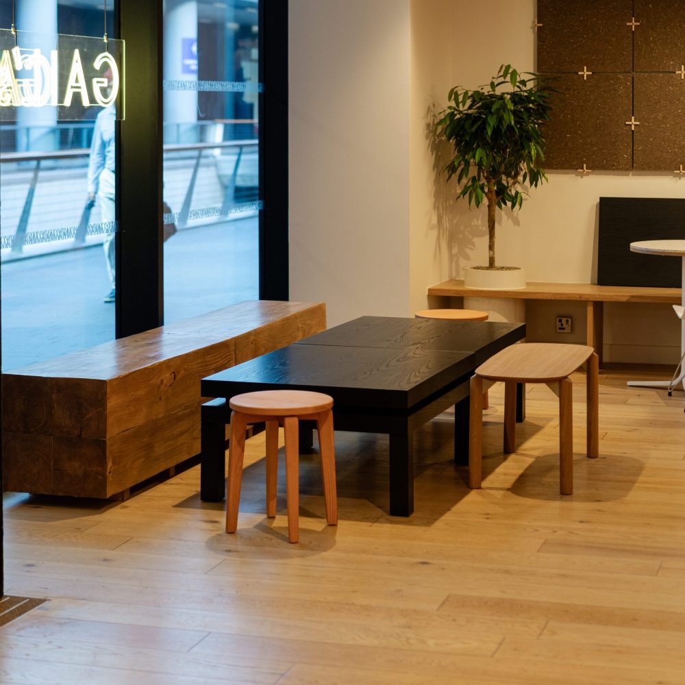 Reclaimed timber bench and commercial furniture for GAIL’s Bakery seating area